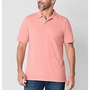 St Johns Bay Men’s Polo Shirt XL Peach Cotton Blend Short Sleeve Casual Shirt